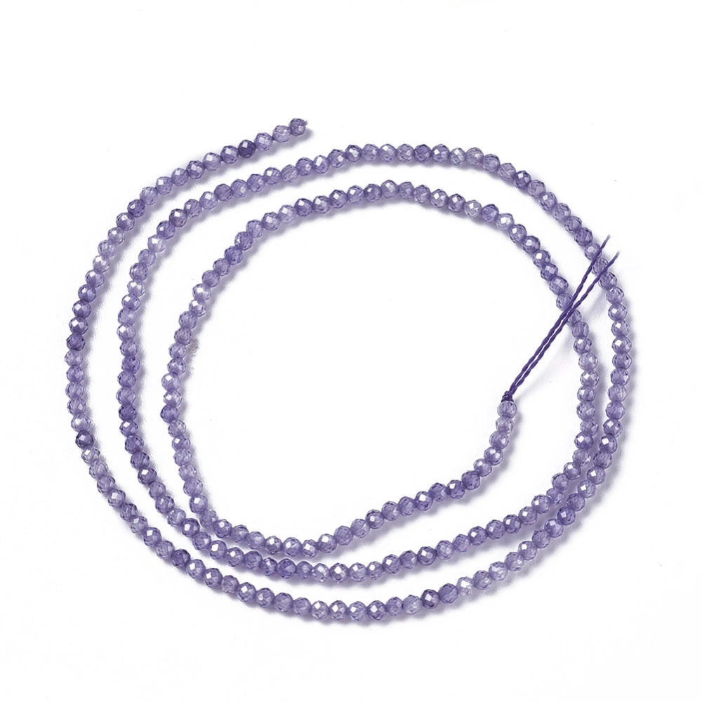 Kubické zirkony fialové, 3 mm, šňůra 37 cm