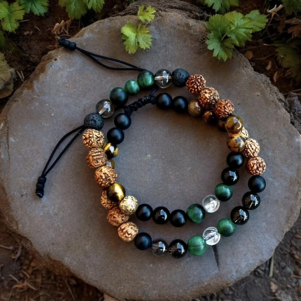 Rudraksha, 7 mm, světlá, šňůra 68 cm