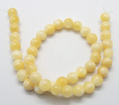 Jadeit žlutý, 8 mm, balení 5 ks