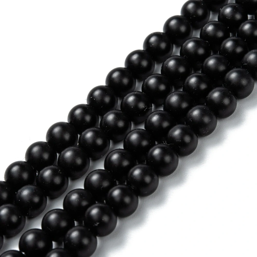 Onyx matný, kvalita A, 6 mm, šňůra 38 cm (cca 65 korálků)