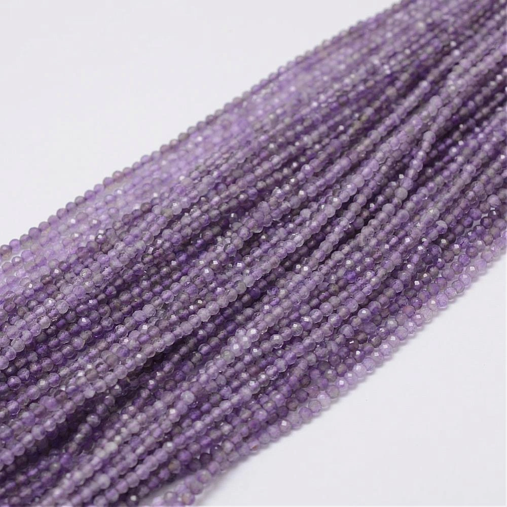Ametyst 2-2,5 mm, fasetovaný, šňůra 38 cm (cca 180 korálků)