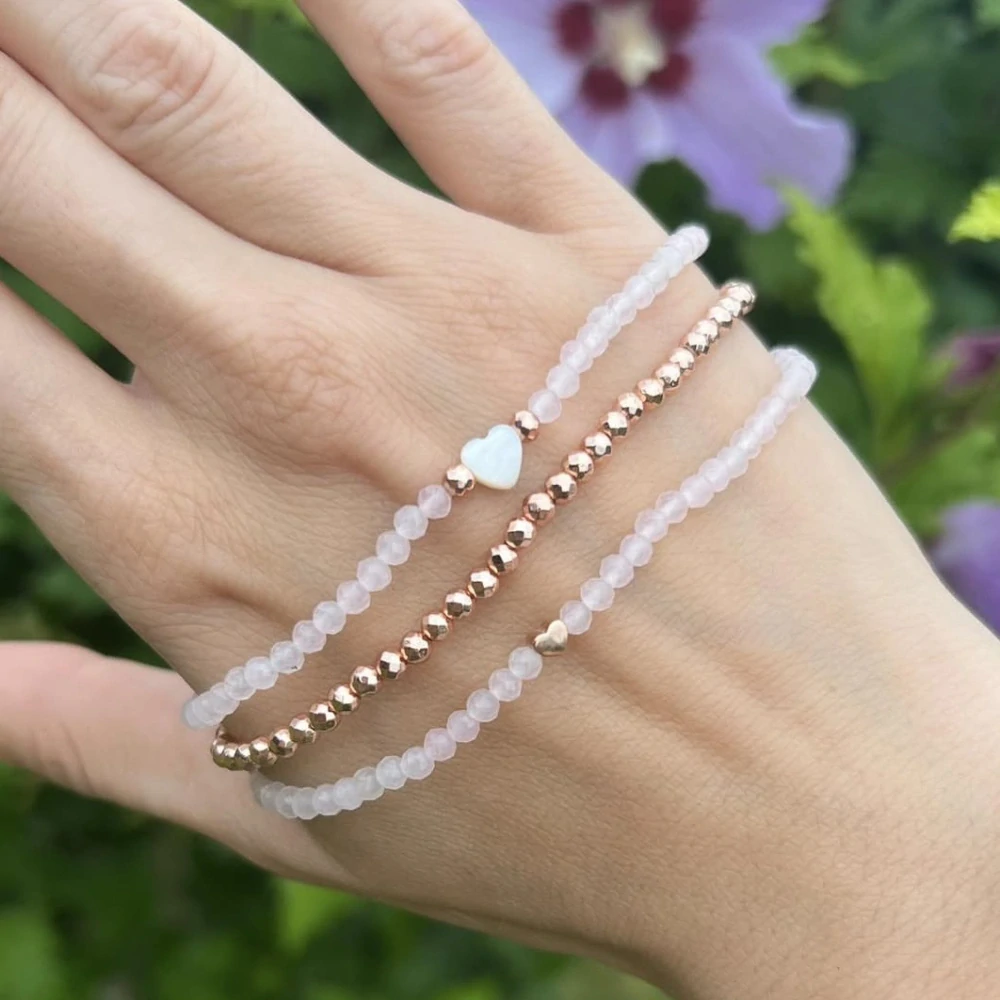 Hematit rose gold, fasetovaný, 3 mm, syntetický nemagnetický, šňůra 38 cm