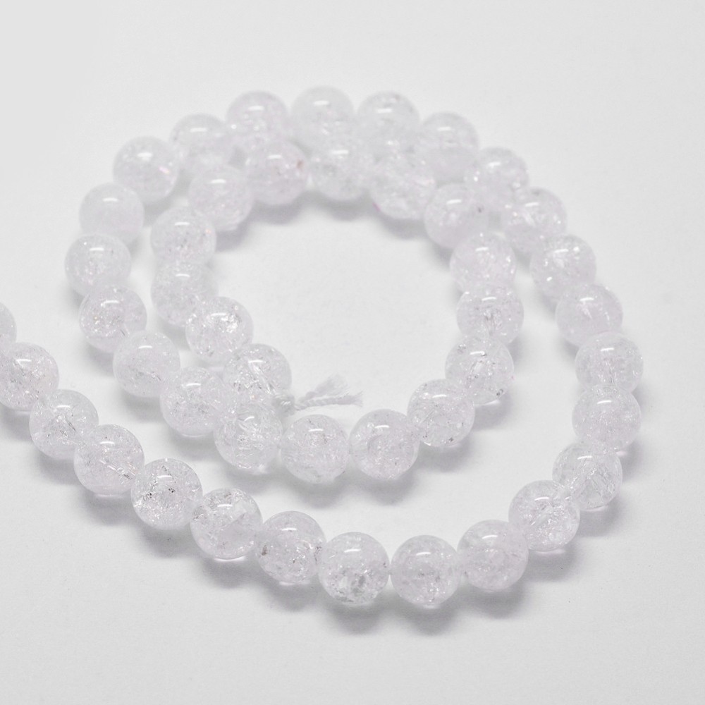 Křišťál praskaný, 8 mm, šňůra 36 cm (cca 40 korálků)