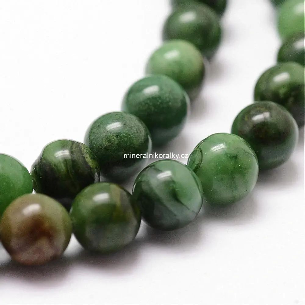Jadeit africký, kvalita A, 8 mm, balení 5 ks