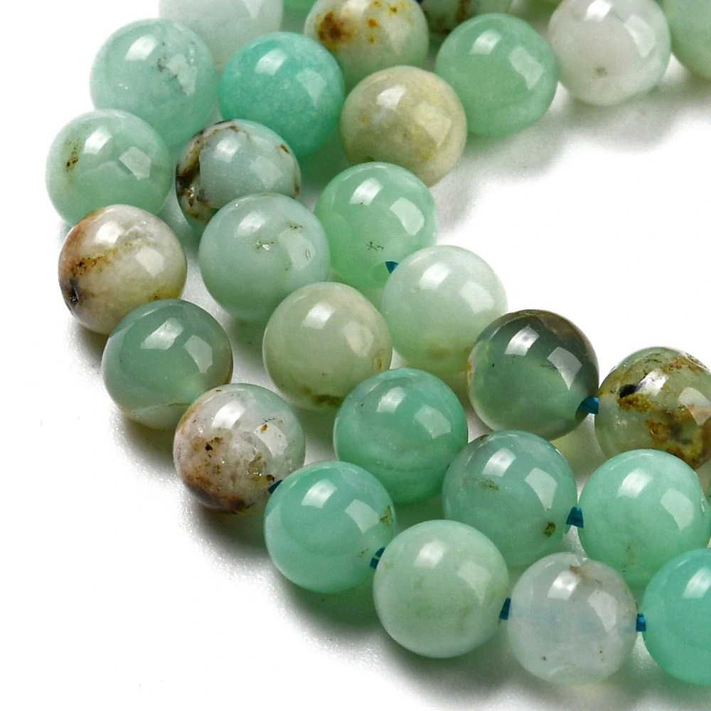 Chryzopras, 4,5-5 mm, půlšňůra 19 cm (cca 23 korálků)