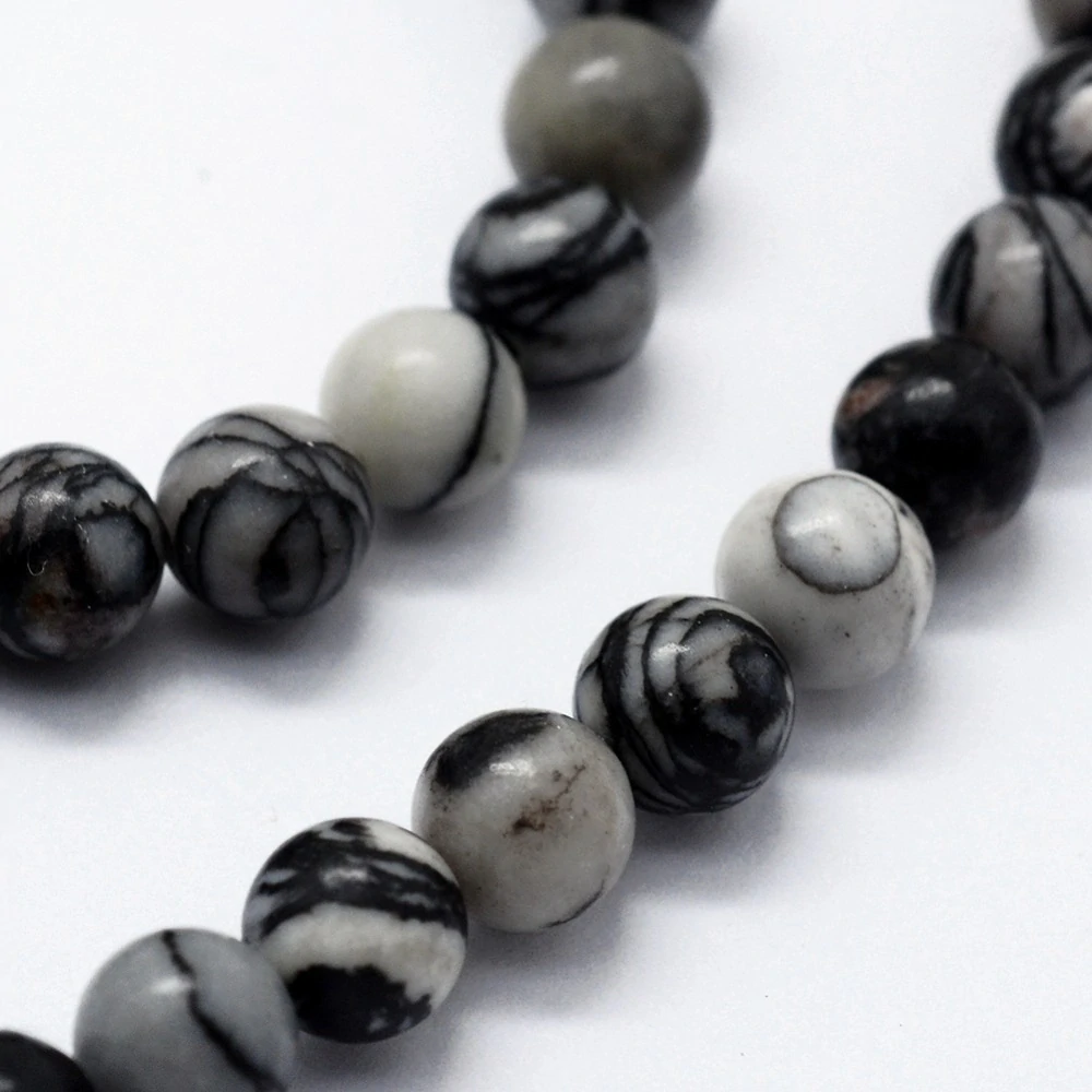 Jaspis síťovaný, 8 mm, šňůra 38 cm (cca 46 korálků)