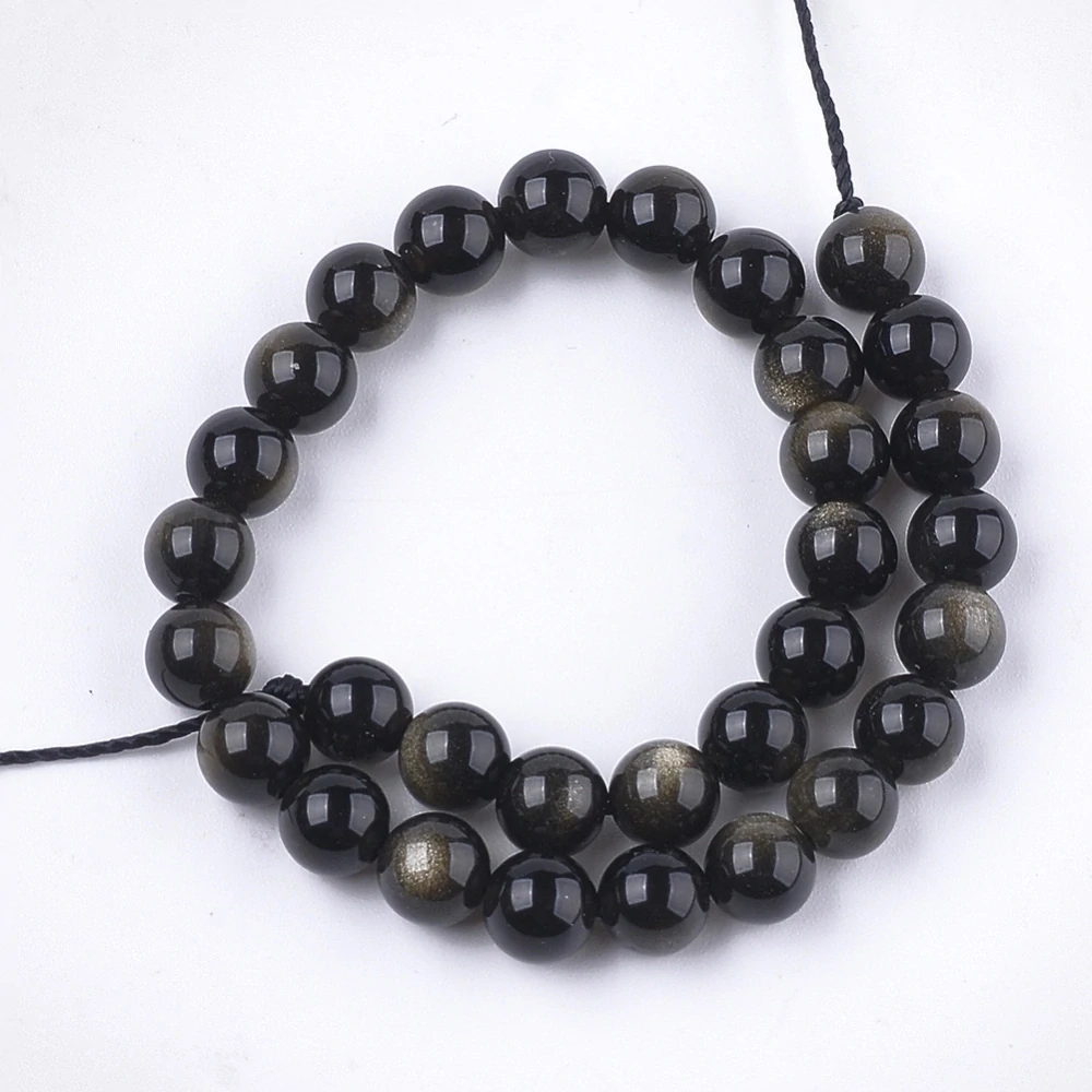 Obsidián zlatý, kvalita A, 6 mm, balení 5 ks