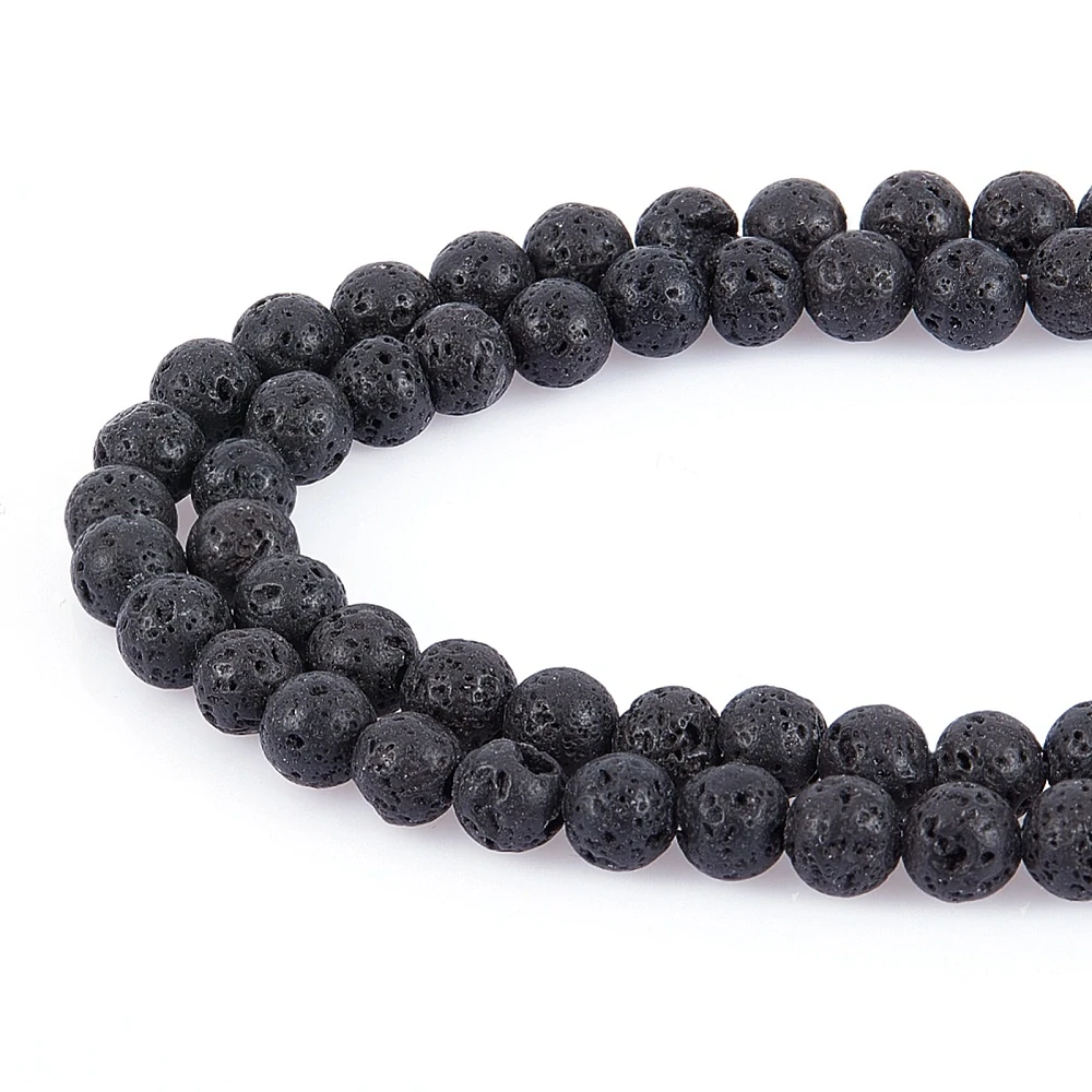 Láva, 4-5 mm, šňůra 38 cm (cca 94 korálků)