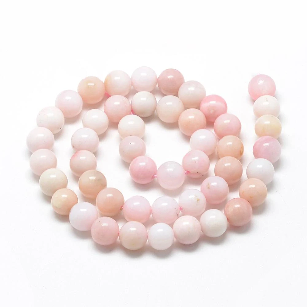 Opál růžový s inkluzemi, 6-7 mm, balení 5 ks