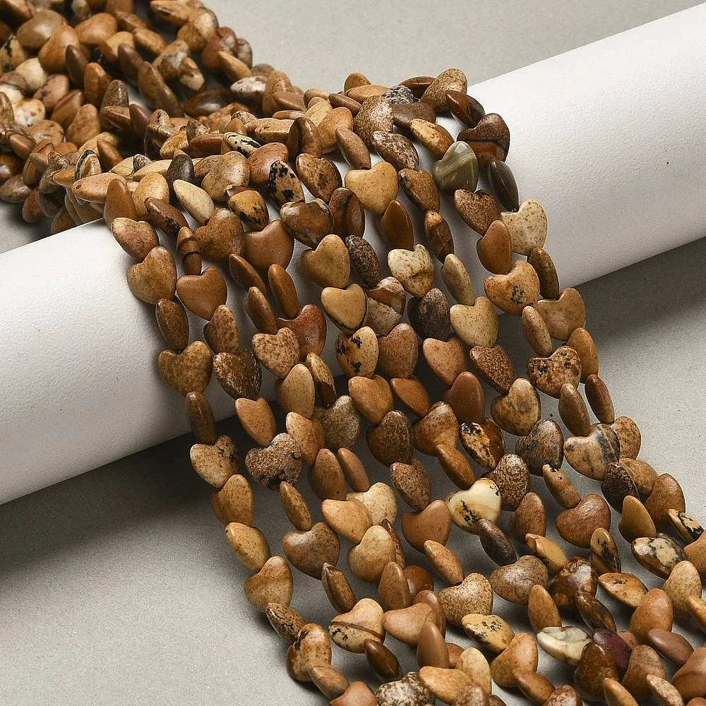 Jaspis obrázkový srdce, cca 6 mm, balení 5 ks