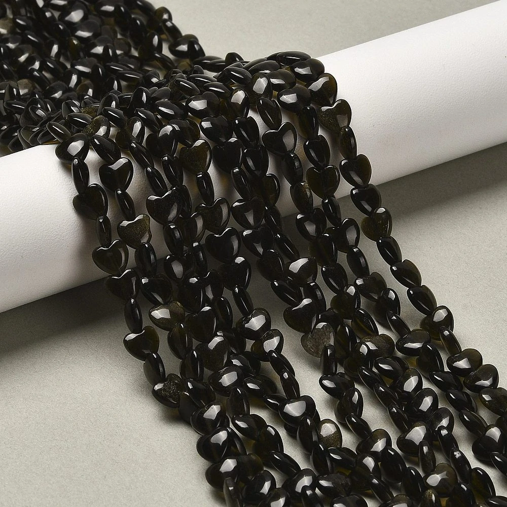 Obsidián zlatý srdce, cca 6 mm, balení 5 ks