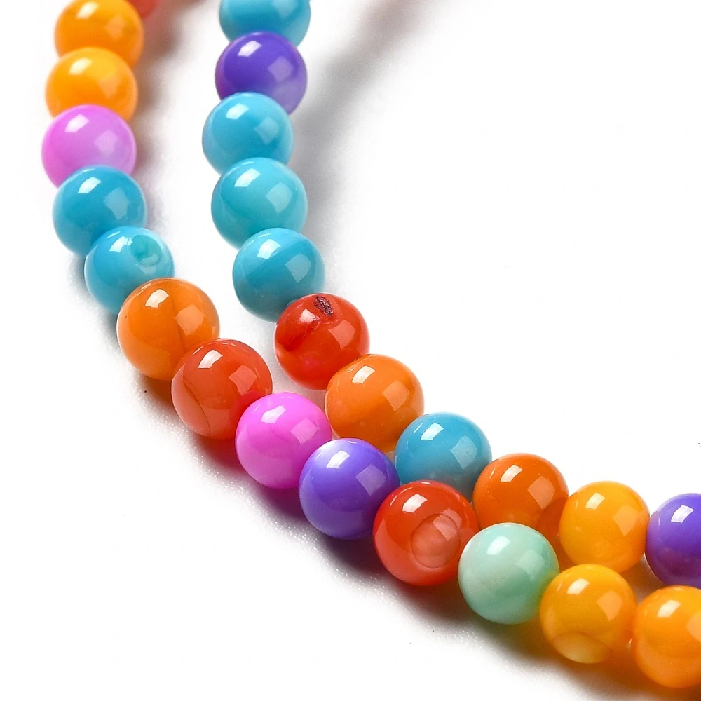 Korálky z mušloviny mix barev, 4 mm, šňůra 38 cm 
