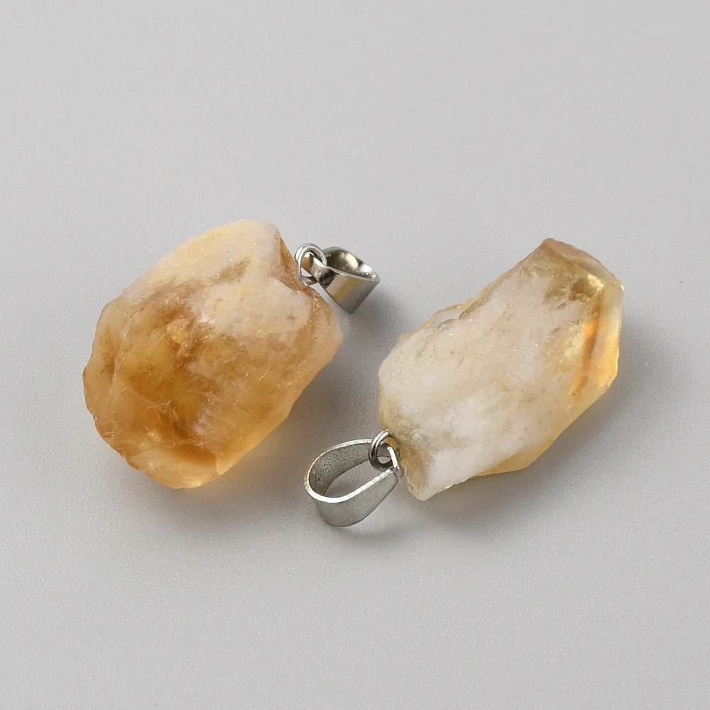 Přívěsek citrín pálený surový, kvalita B, cca 25x15 mm