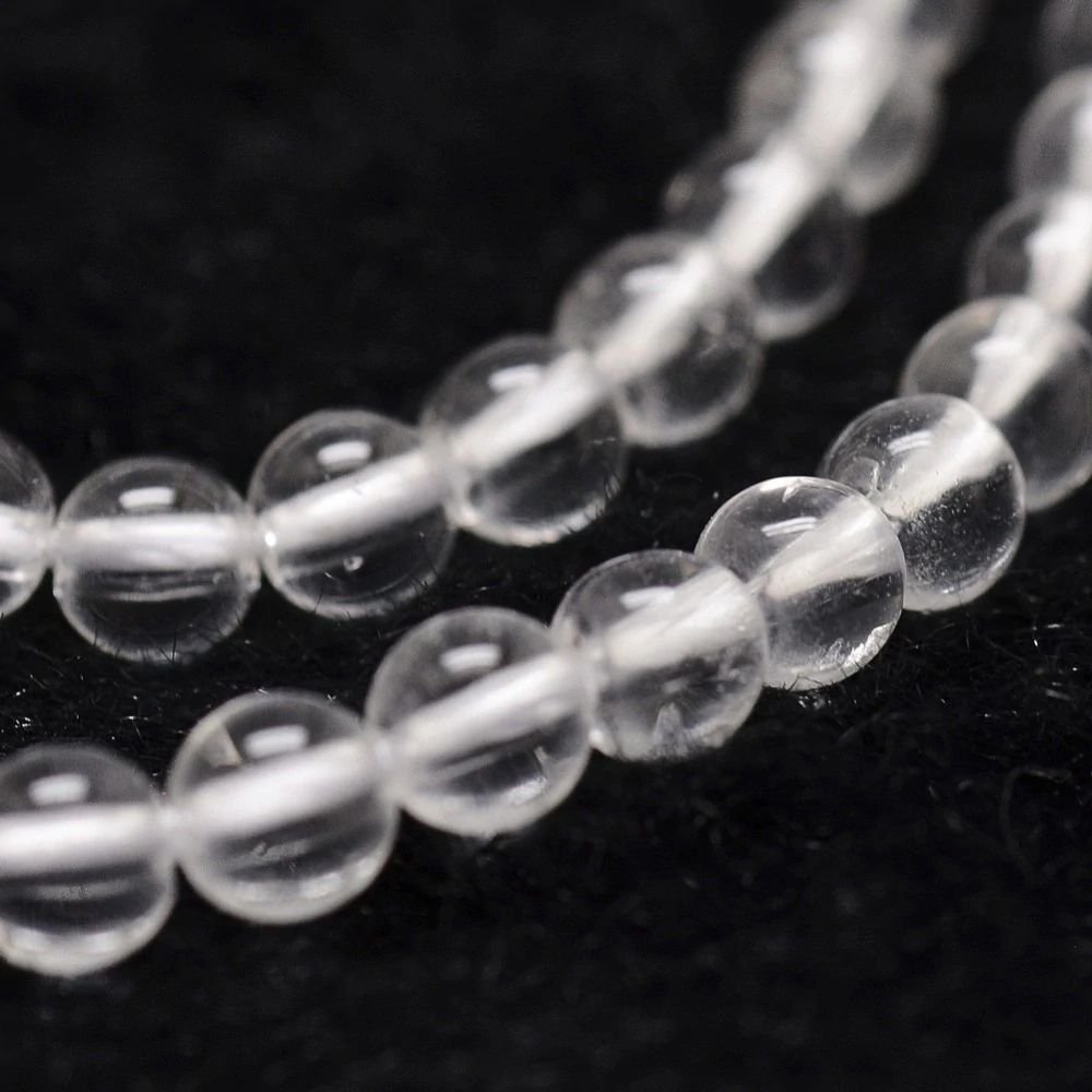 Křišťál čirý, kvalita A, 4 mm, šňůra 38 cm (cca 90 korálků)