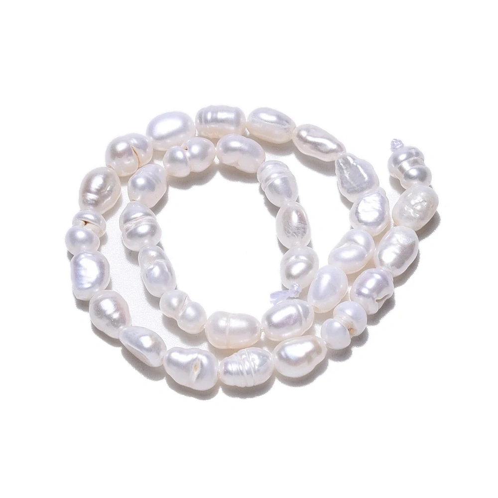 Říční perly, 5-6x3 mm, půlšňůra 18 cm