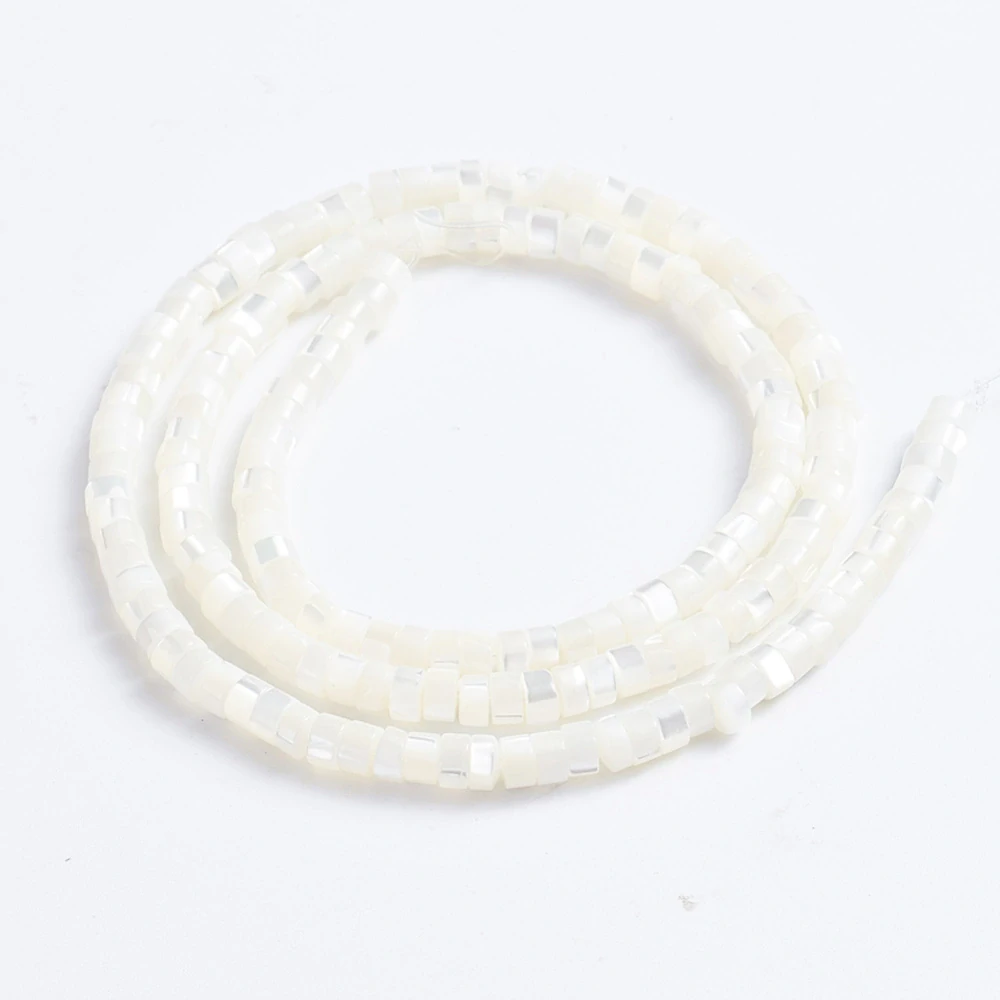 Rondelky z mušloviny, 3,5-4 mm, šňůra 38 cm