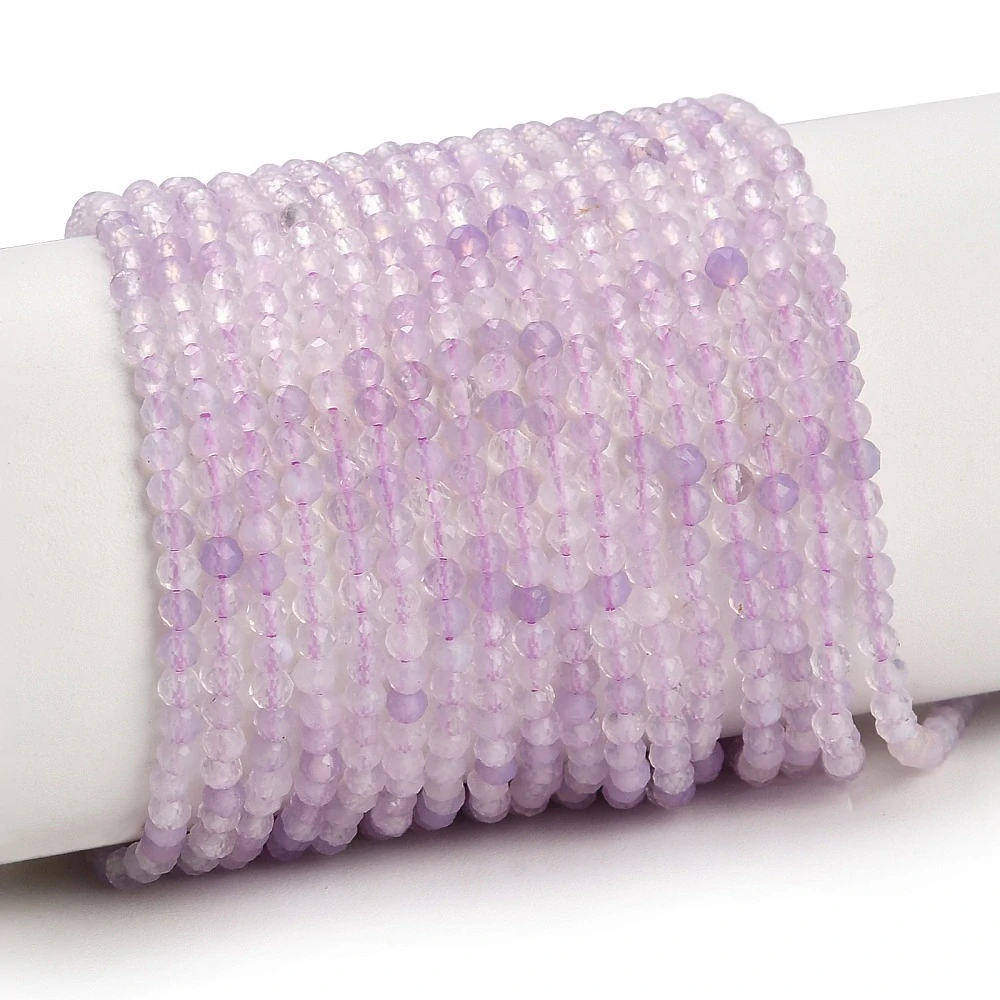 Ametyst levandulový, 3-3,5 mm, šňůra 38 cm (cca 130 korálků)
