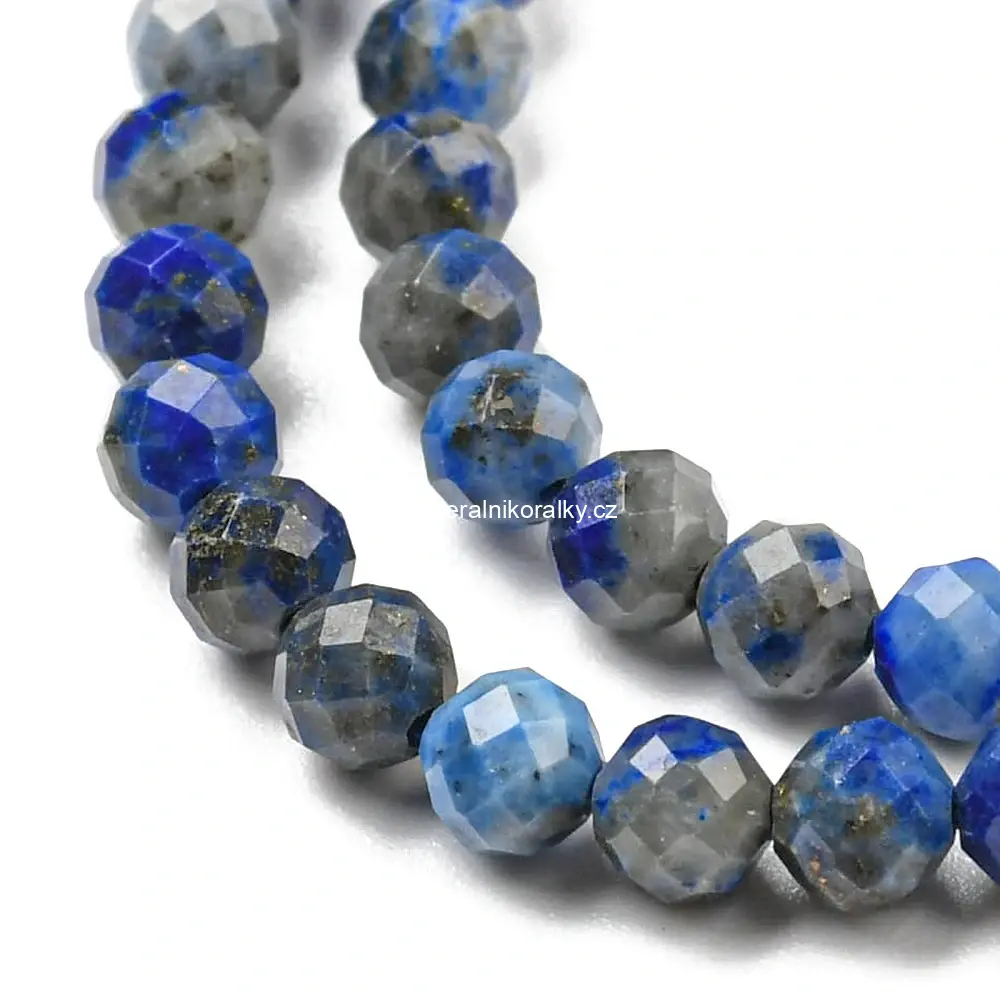 Lapis lazuli, 3-3,5 mm, fasetovaný, šňůra 38 cm (cca 144 korálků)