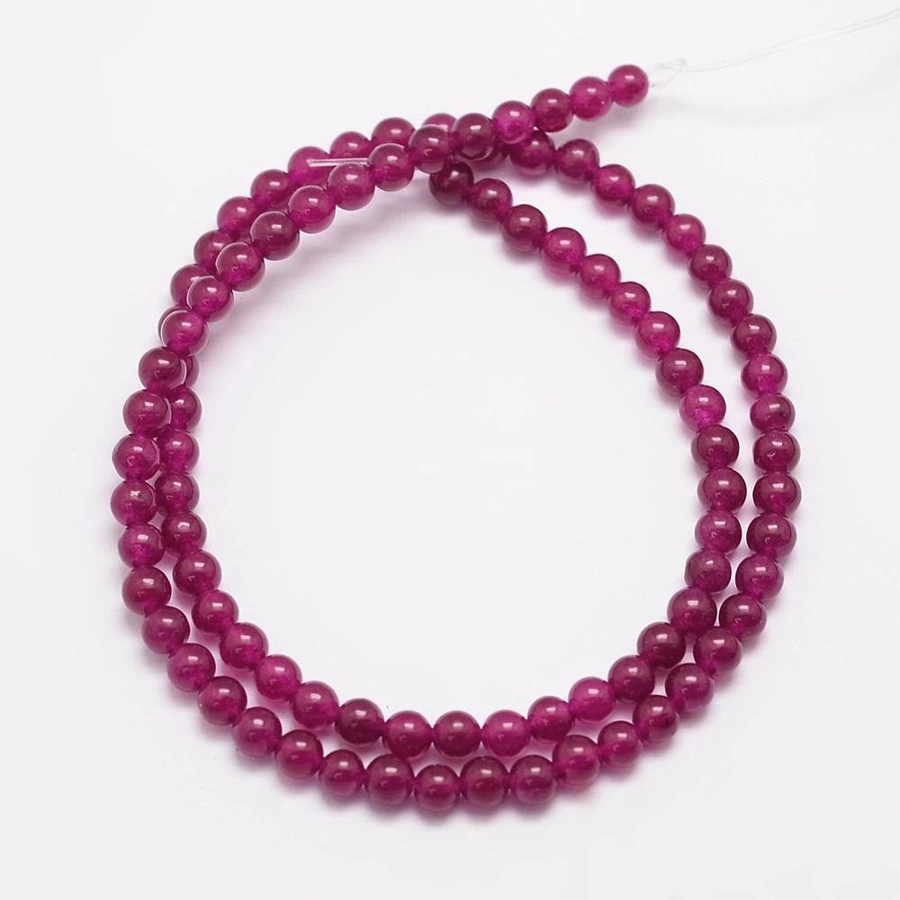 Jadeit tmavě růžový, 4-4,5 mm, šňůra 38 cm (cca 92 korálků)