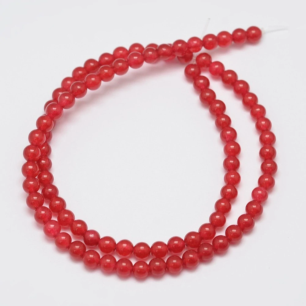 Jadeit červený, 4-4,5 mm, šňůra 38 cm (cca 92 korálků)
