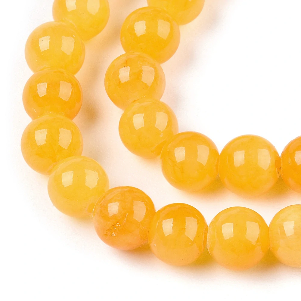 Jadeit tmavě žlutý, 4-4,5 mm, šňůra 38 cm (cca 92 korálků)