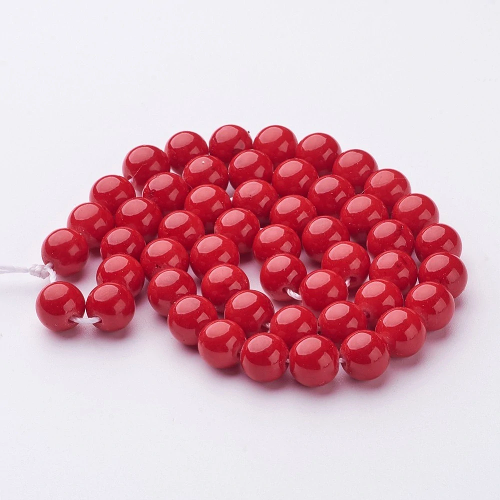 Jadeit červený, 8 mm, šňůra 38 cm (cca 50 korálků)