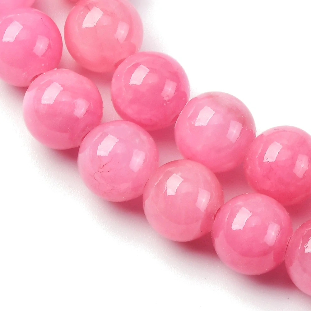 Jadeit růžový, 8 mm, šňůra 38 cm (cca 46 korálků)