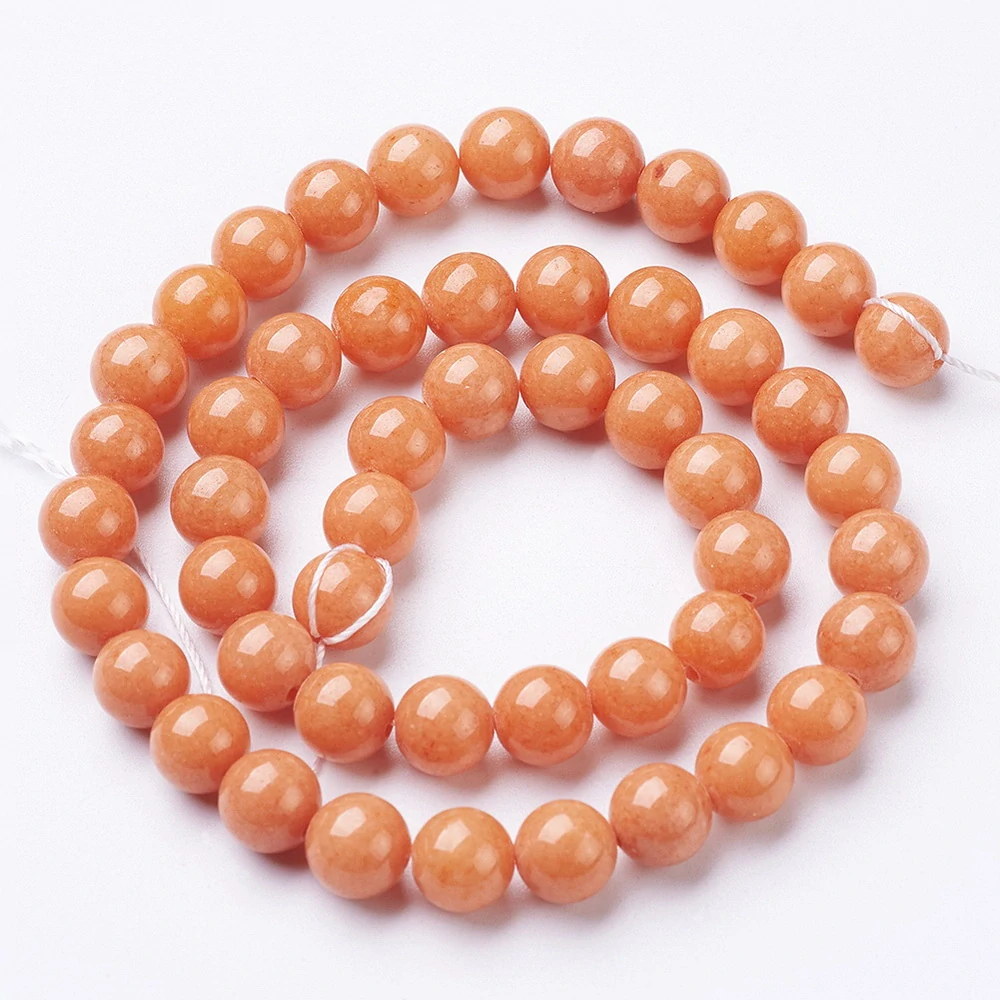 Jadeit oranžový barvený, 8 mm, šňůra 38 cm (cca 46 korálků)