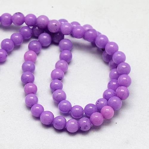 Jadeit fialový, 8 mm, šňůra 38 cm (cca 46 korálků)