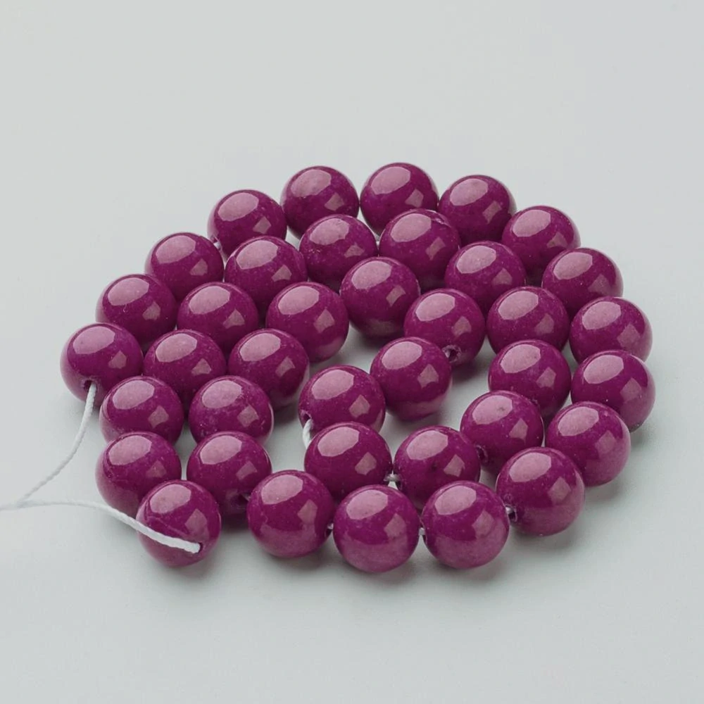 Jadeit tmavě růžový barvený, 8 mm, šňůra 38 cm (cca 46 korálků)