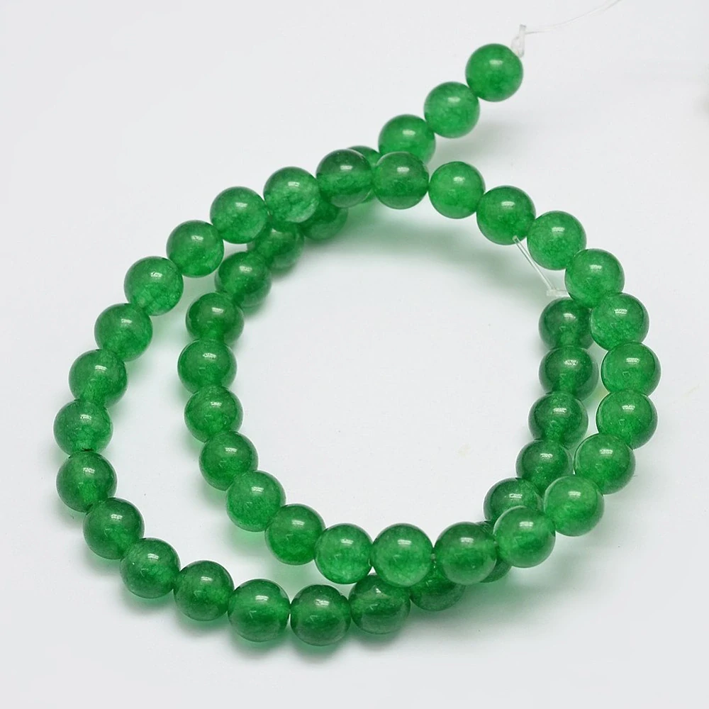 Jadeit zelený, 8 mm, šňůra 38 cm (cca 46 korálků)