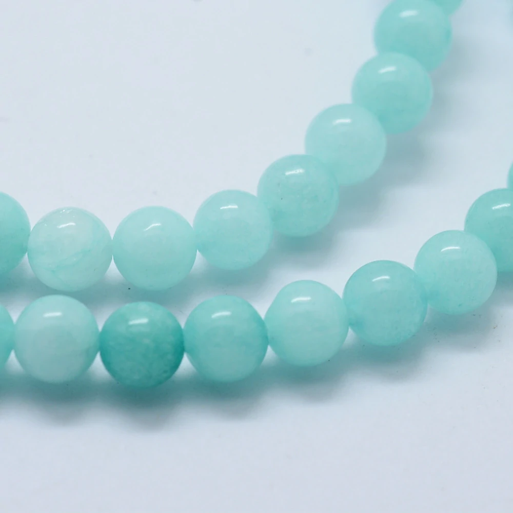 Jadeit tyrkysový barvený, 8 mm, šňůra 38 cm (cca 46 korálků)