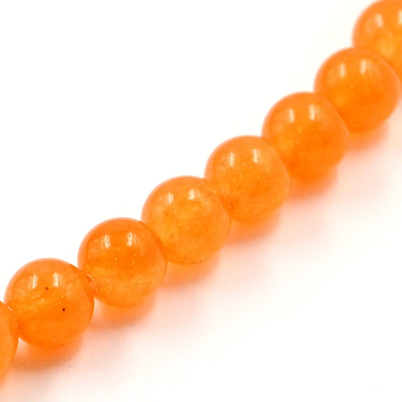 Jadeit oranžový, 8 mm, šňůra 38 cm (cca 46 korálků)