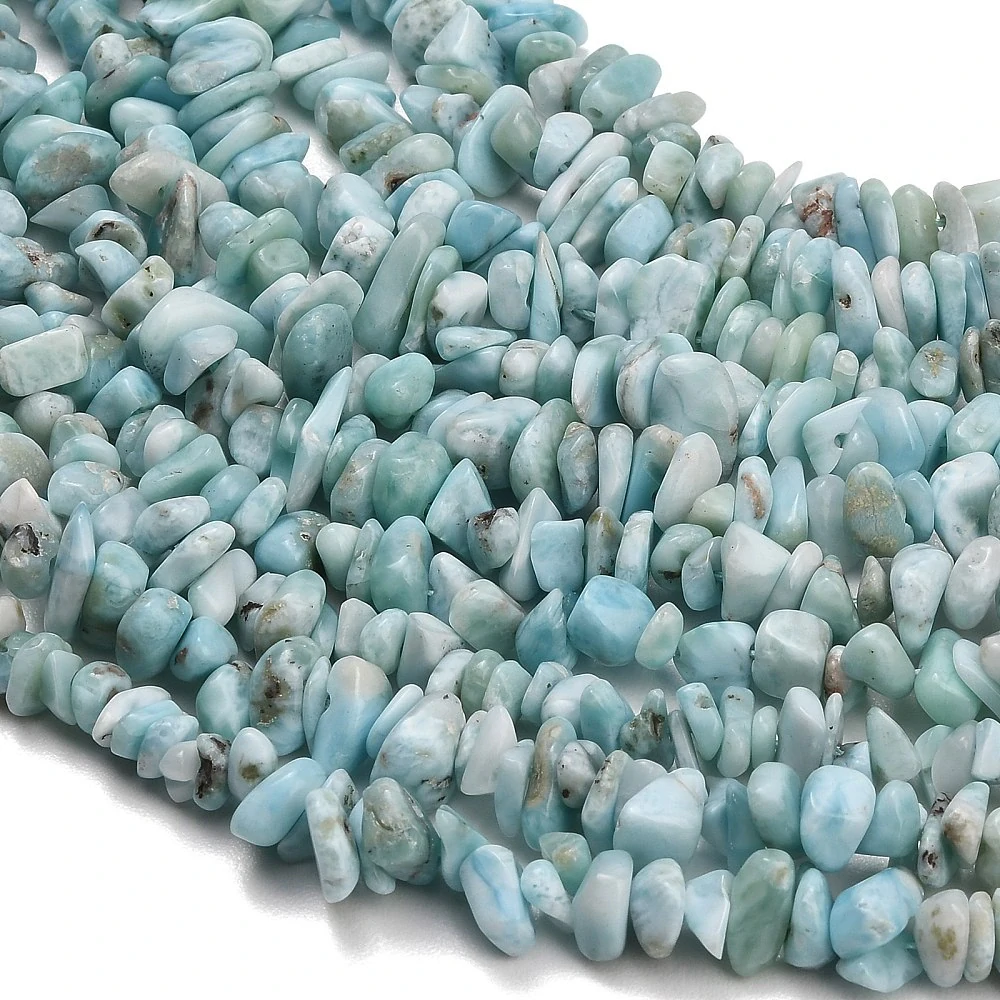Larimar zlomky, 5-11 mm, šňůra 38 cm