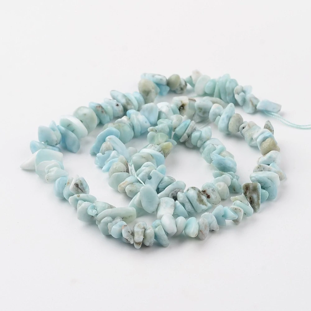 Larimar zlomky, 10-13 mm, šňůra 38 cm