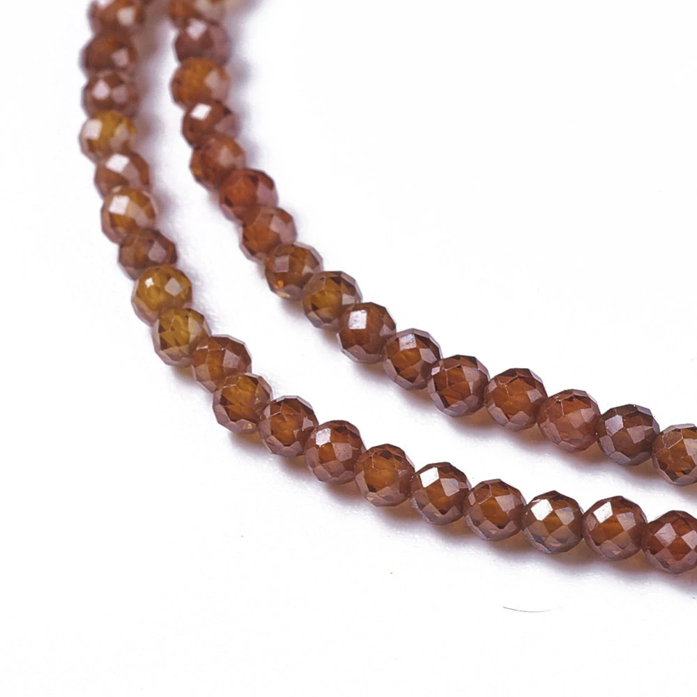 Kubické zirkony tmavě oranžové, 3 mm, šňůra 37 cm