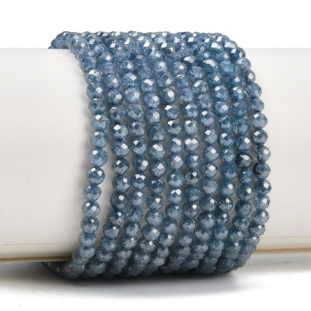 Kubické zirkony praskané - tmavě modré, 3 mm, šňůra 37 cm