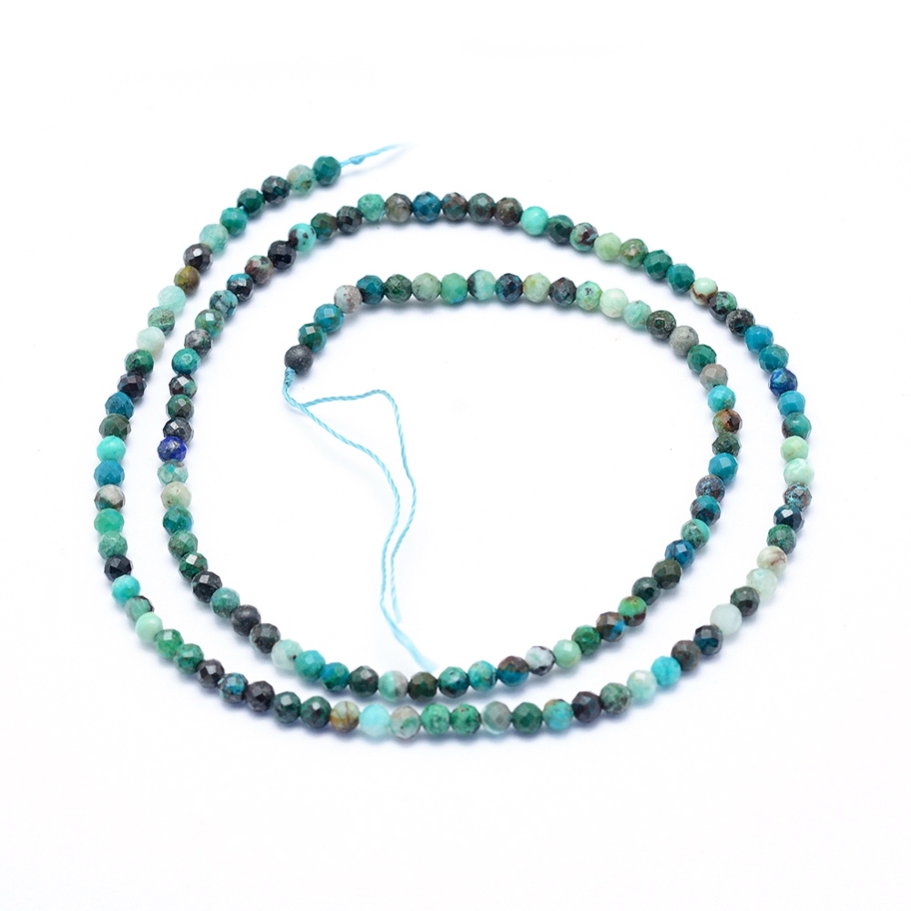 Chryzokol, 3 mm, fasetovaný, půlšňůra 19 cm (cca 60 korálků)
