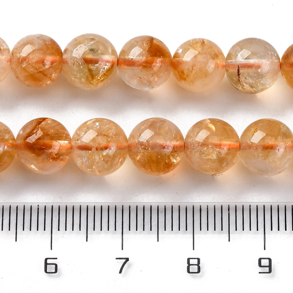 Citrín pálený, 8 mm, šňůra 38 cm (cca 48 korálků)