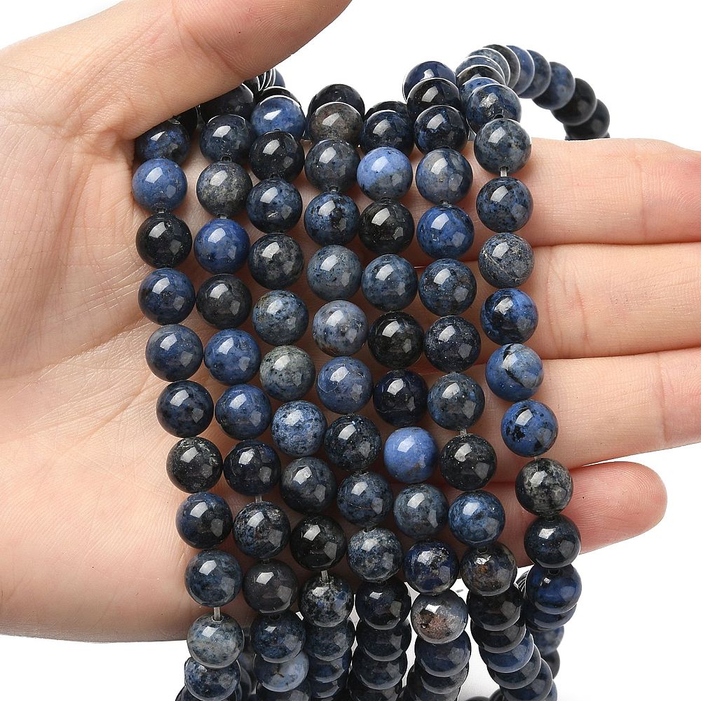 Dumortierit, kvalita A, 6-6,5 mm, šňůra 38 cm (cca 58 cm)