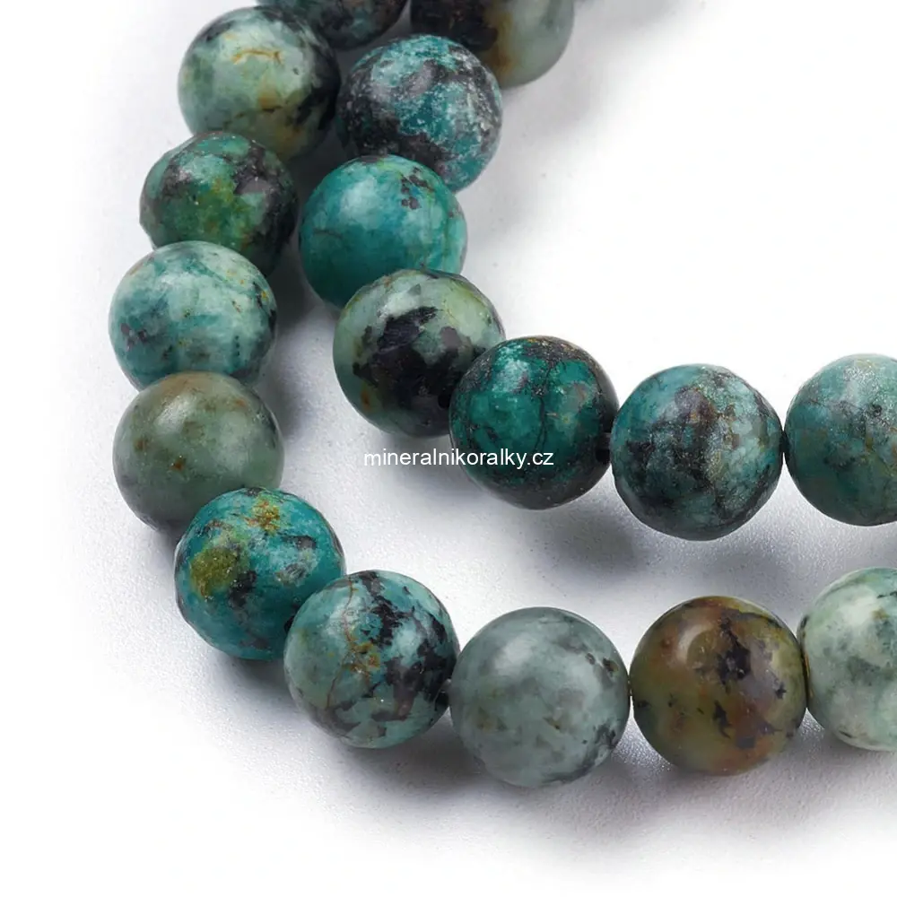 Tyrkys africký (jaspis) 8 mm, šňůra 38 cm (cca 45 korálků)