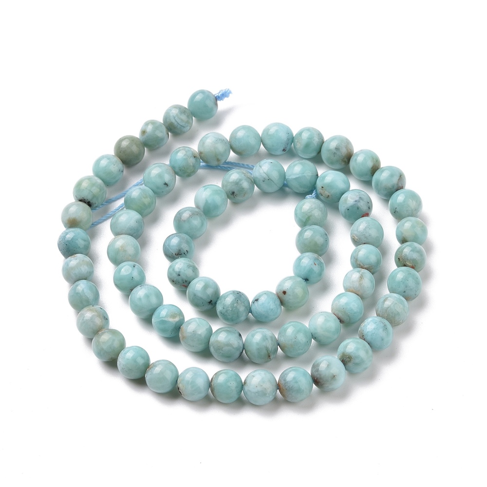 Larimar, 7 mm, půlšňůra 19 cm (cca 29 korálků)