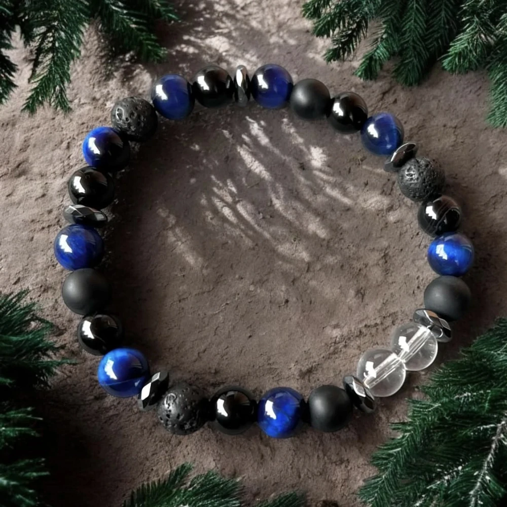 Achát černý, 8 mm, balení 5 ks