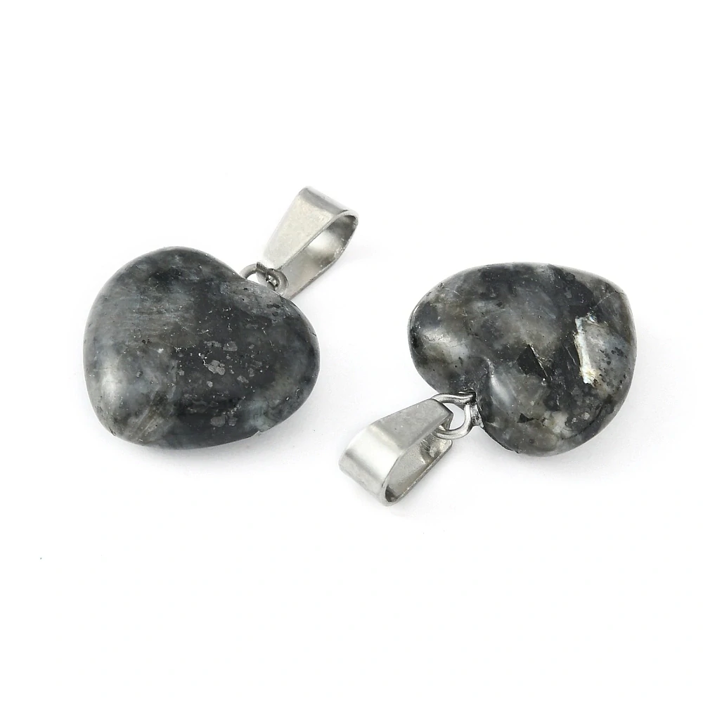 Přívěsek srdce - larvikit, 17x15x6 mm
