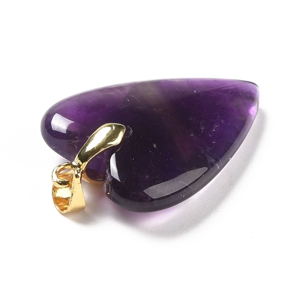 Přívěsek srdce velké - ametyst, cca 32x20x8 mm