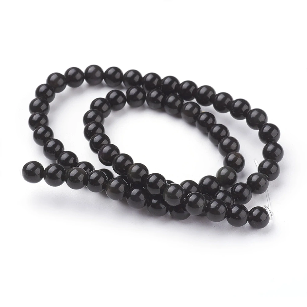 Obsidián černý, kvalita AA, 6 mm, balení 5 ks