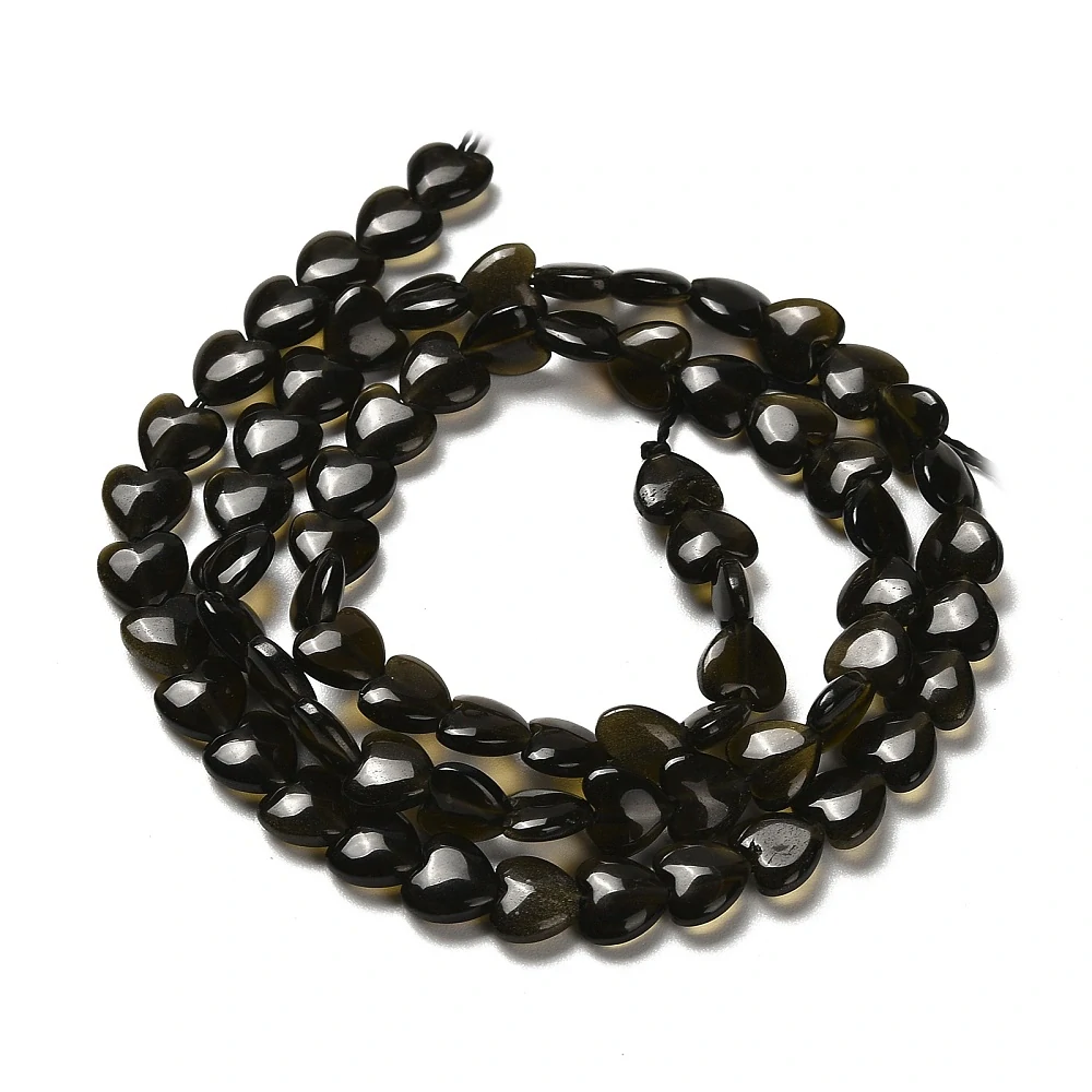 Obsidián zlatý srdce, cca 6 mm, balení 5 ks