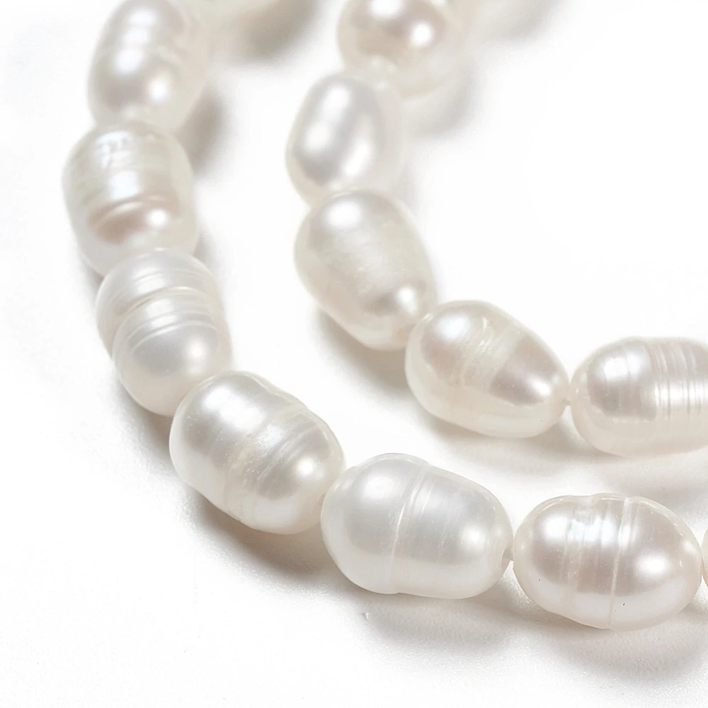 Říční perly, 7,5-9,5 mm, půlšňůra 18 cm