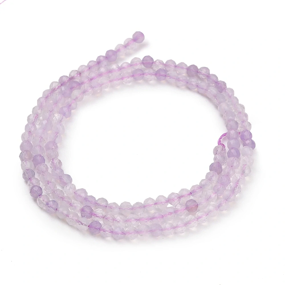Ametyst levandulový, 3-3,5 mm, šňůra 38 cm (cca 130 korálků)