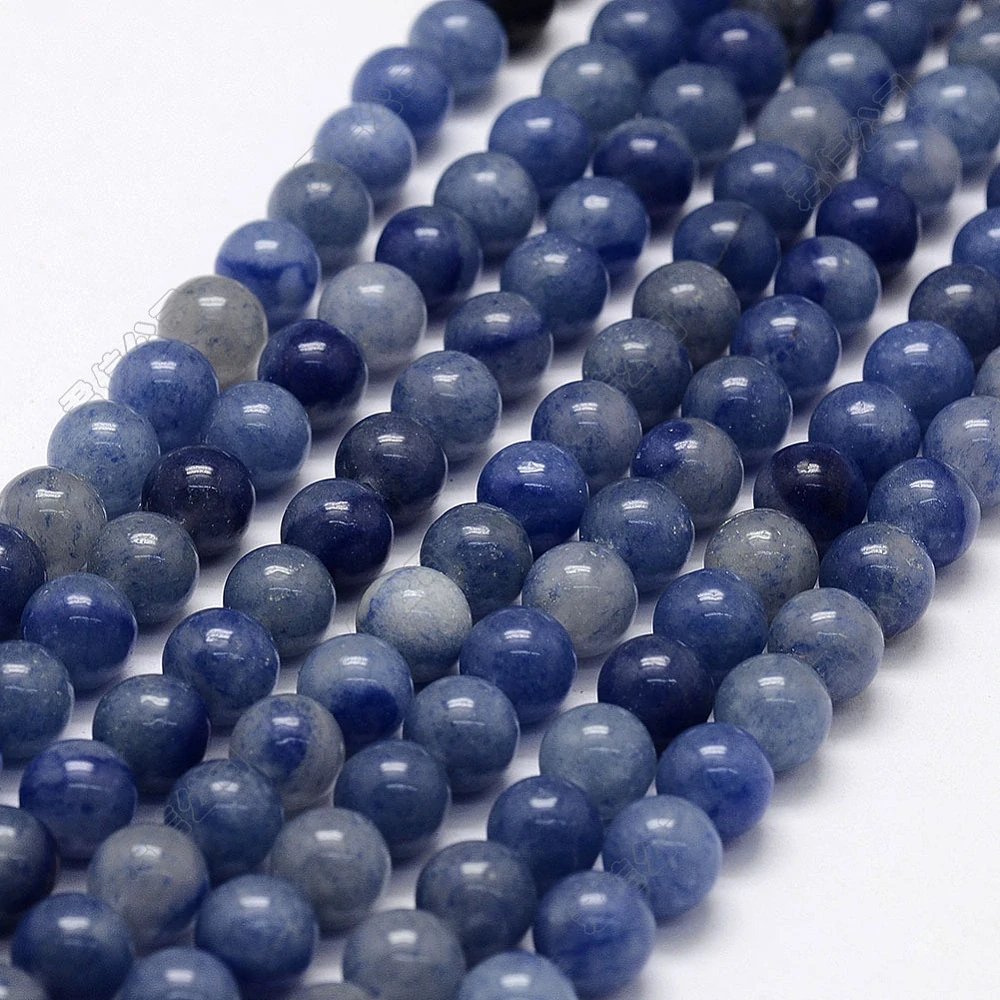 Avanturín modrý, 8-8,5 mm, šňůra 38 cm (cca 46 korálků)